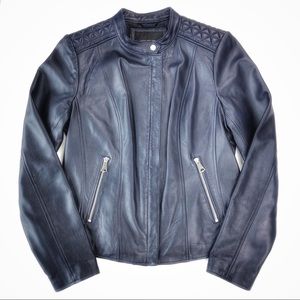 Marc New York Navy Blue Leather Jacket Coat Size M